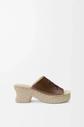 Bitkisel Tabaklanmış Dana Derisinden Petal Espadril Platform Terlik
