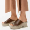 Bitkisel Tabaklanmış Dana Derisinden Petal Espadril Platform Terlik