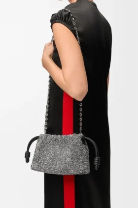 Boncuklu ve Nappa Kuzu Derisinden Mini Flamenco Purse