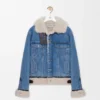 Denim ve shearling malzemeden üretilmiş trucker ceket Denim ve shearling malzemeden üretilmiş trucker ceket