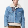 Denim ve shearling malzemeden üretilmiş trucker ceket Denim ve shearling malzemeden üretilmiş trucker ceket