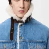 Denim ve shearling malzemeden üretilmiş trucker ceket Denim ve shearling malzemeden üretilmiş trucker ceket