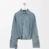 Dökümlü Denim Gömlek Dökümlü Denim Gömlek