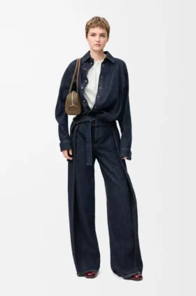 Dökümlü Denim Gömlek