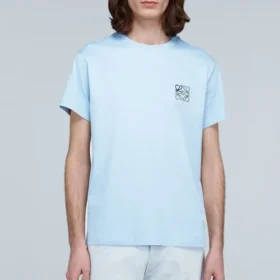 Erkek Loewe Anagram Klasik Nakışlı Pamuklu Yuvarlak Yaka Kısa Kollu Açık Mavi H6109230Cr-6410
