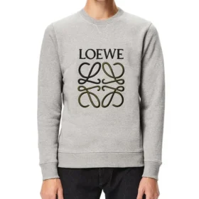 Erkek loewe Anagram Logolu Nakışlı Pamuklu Kazak Gri H526341Xa1-1440