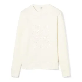 Erkek Loewe Anagram Logolu Nakışlı Pamuklu Kazak Krem Beyazı H526341Xa1-2370