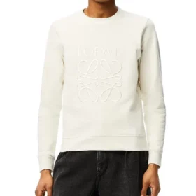 Erkek Loewe Anagram Logolu Nakışlı Pamuklu Kazak Krem Beyazı H526341Xa1-2370