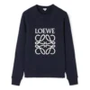 Erkek loewe Anagram Logolu Nakışlı Pamuklu Kazak Lacivert H526341Xa1-5110