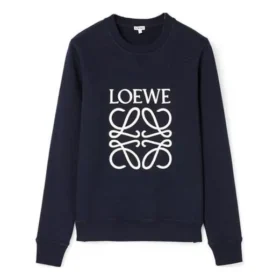 Erkek loewe Anagram Logolu Nakışlı Pamuklu Kazak Lacivert H526341Xa1-5110