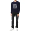 Erkek loewe Anagram Logolu Nakışlı Pamuklu Kazak Lacivert H526341Xa1-5110