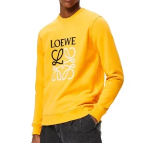 Erkek Loewe Anagram Logolu Nakışlı Pamuklu Kazak Turuncu H526341Xa1-9100