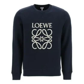 Erkek Loewe Anagram Pamuklu Yuvarlak Yaka Alfabe İşlemeli Spor Klasik Lacivert H526Y24J02-5110