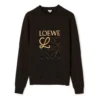 Erkek Loewe Anagram Pamuklu Yuvarlak Yaka Alfabe İşlemeli Spor Klasik Siyah H526341Xa1-1100