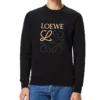 Erkek Loewe Anagram Pamuklu Yuvarlak Yaka Alfabe İşlemeli Spor Klasik Siyah H526341Xa1-1100