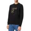 Erkek Loewe Anagram Pamuklu Yuvarlak Yaka Alfabe İşlemeli Spor Klasik Siyah H526341Xa1-1100