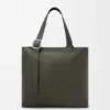 Esnek Damarlı Dana Derisinden Loop Zipped Tote çantası Esnek Damarlı Dana Derisinden Loop Zipped Tote çantası