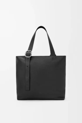 Esnek Damarlı Dana Derisinden Loop Zipped Tote çantası