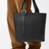 Esnek Damarlı Dana Derisinden Loop Zipped Tote çantası Esnek Damarlı Dana Derisinden Loop Zipped Tote çantası