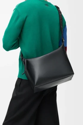 Esnek Pürüzsüz Dana Derisi ve Jakarlı Cubi Crossbody Çanta