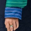 Sterling Gümüş ve Kristallerden Yapılmış Stirrup Yüzük Sterling Gümüş ve Kristallerden Yapılmış Stirrup Yüzük
