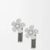 Gümüş ve Kristal Flor Küpeler
