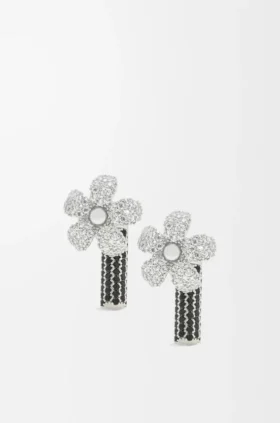 Gümüş ve Kristal Flor Küpeler