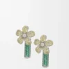 Gümüş ve Kristal Flor Küpeler