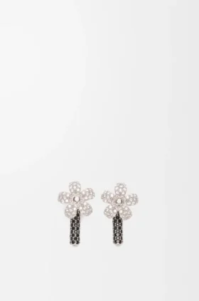 Gümüş ve Kristal Flor Küpeler