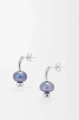 Gümüş ve İnci Blueberry Küpeler