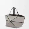 Kanvas Jakarlı ve Dana Derisinden XXL Puzzle Fold Tote çantası Kanvas Jakarlı ve Dana Derisinden XXL Puzzle Fold Tote çantası