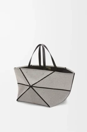 Kanvas Jakarlı ve Dana Derisinden XXL Puzzle Fold Tote çantası