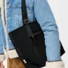 Kanvas ve Süet Flex Fermuarlı Tote Çantalar Kanvas ve Süet Flex Fermuarlı Tote Çantalar