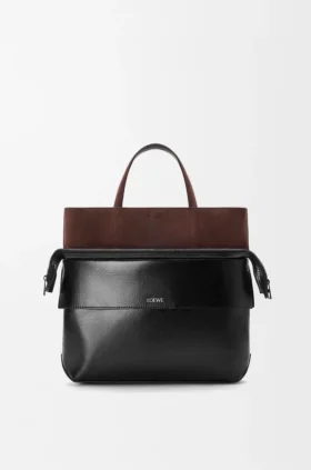 Kağıt Desenli Dana Derisi ve Süet Küçük Switch Tote çantası
