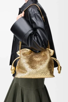 Lamine Kuzu Derisinden Orta Boy Flamenco Clutch