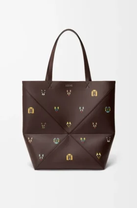 Nappa Dana Derisinden Kediler XL Puzzle Fold Tote çantası