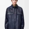 Nappa Kuzu Derisi ve Pamuktan Üretilmiş Overshirt Nappa Kuzu Derisi ve Pamuktan Üretilmiş Overshirt
