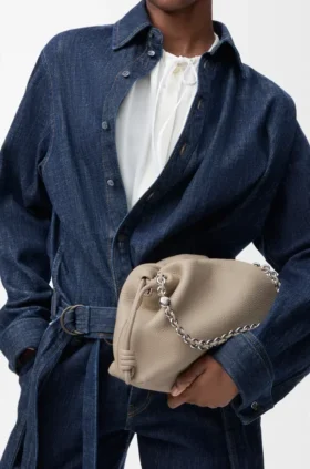 İnce Damarlı Dana Derisinden Orta Boy Flamenco Purse