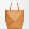 Parlak Dana Derisi XL Puzzle Fold Tote çantası Parlak Dana Derisi XL Puzzle Fold Tote çantası