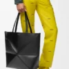 Parlak Dana Derisi XL Puzzle Fold Tote çantası Parlak Dana Derisi XL Puzzle Fold Tote çantası