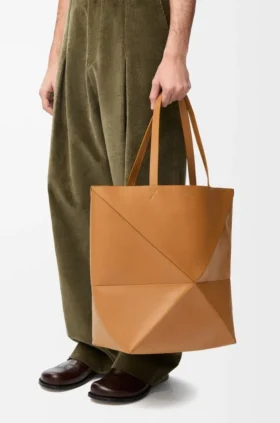 Parlak Dana Derisi XL Puzzle Fold Tote çantası