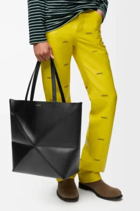 Parlak Dana Derisi XL Puzzle Fold Tote çantası