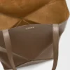 Parlak Dana Derisi XL Puzzle Fold Tote çantası Parlak Dana Derisi XL Puzzle Fold Tote çantası