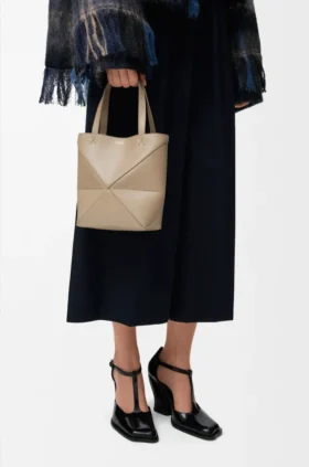 Parlak Dana Derisinden Mini Puzzle Fold Tote