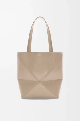 Parlak Dana Derisinden Orta Boy Puzzle Fold Tote çantası