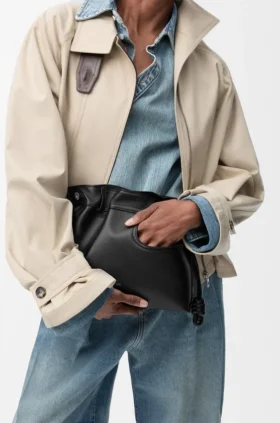 Parlak Dana Derisinden Panta Medium Flamenco Clutch