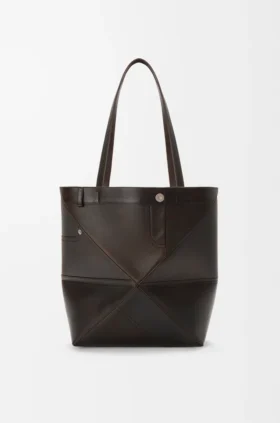 Parlak Dana Derisinden Panta Orta Boy Puzzle Fold Tote