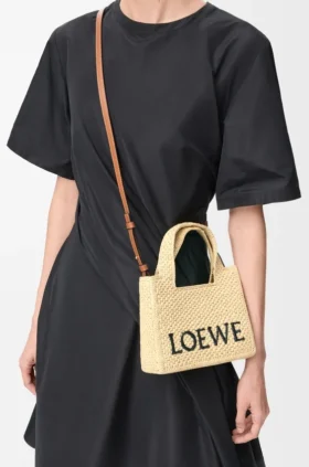 Rafya’dan Mini Loewe Font Tote çanta