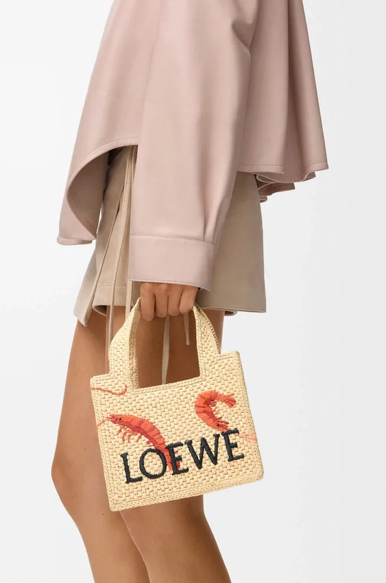 Rafya’dan Mini Loewe Font Tote çanta Rafya’dan Mini Loewe Font Tote çanta