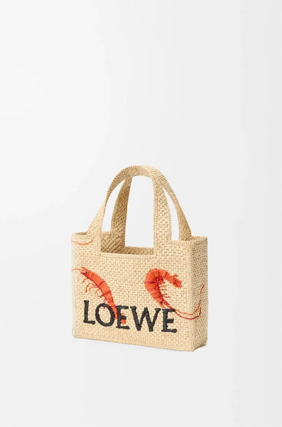 Rafya’dan Mini Loewe Font Tote çanta Rafya’dan Mini Loewe Font Tote çanta